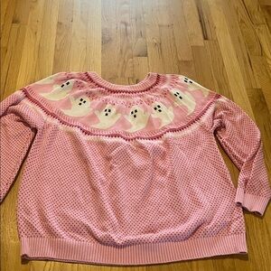 Modcloth You've Been Ghosted Fair Isle Sweater in Pink Sz 3X